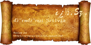 Ürményi Szilvia névjegykártya